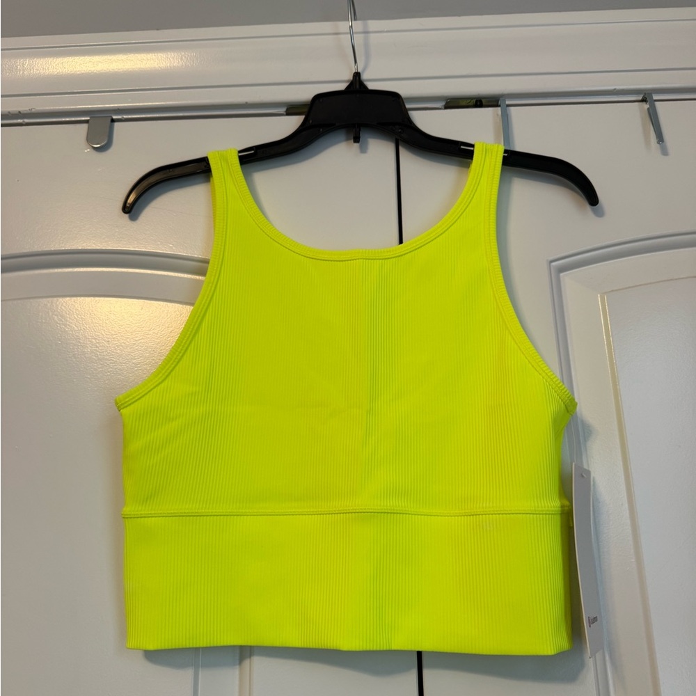 Lululemon Athletica Power Pivot Ribbed Crop Tank in Neon Yellow